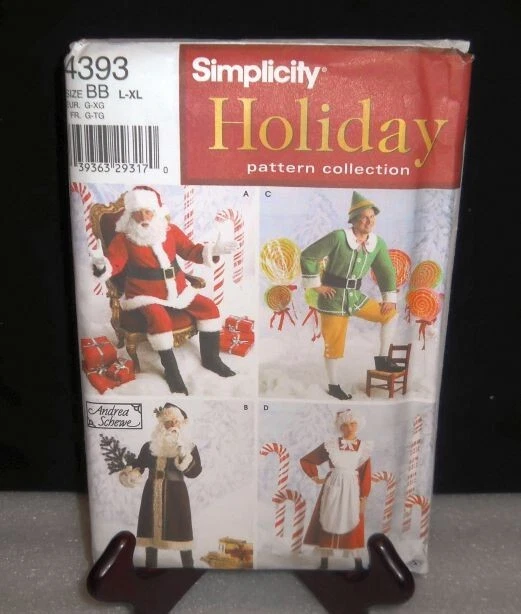 Simplicity Holiday Pattern Collection #4393 Santa, Mrs Claus and Elf  L-XL - Image 1 of 2