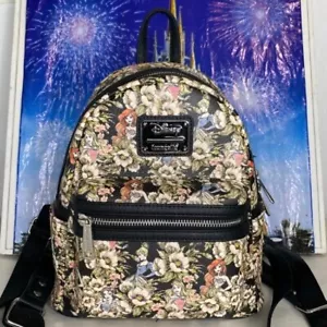 Disney Loungefly Prinzessinnen Arielle Aurora Cinderella Belle Sketch Floral Rucksack - Bild 1 von 5