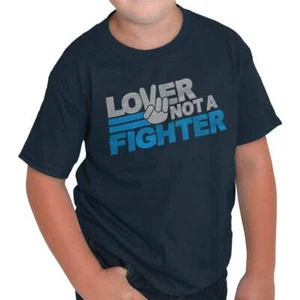 Lover Not Fighter Peace Social Justice Gift Youth Crewneck T Shirts Boy or Girl - Picture 1 of 8