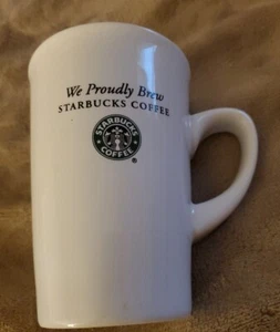 Starbucks Coffee Mug Cup We Proudly Brew Starbucks 12 oz Tall White 2008 Mermaid - Picture 1 of 6