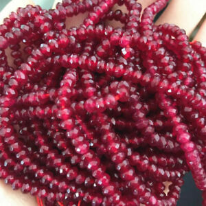 15Inch 2x4mm Natural Faceted Red Jade Gemstone Rondelle Loose Beads Strand