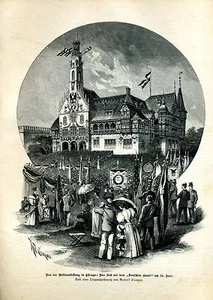 Von der Weltausstellung in Chicago -- Rudolf Cronau- Holzstich - aus 1893   - Picture 1 of 1