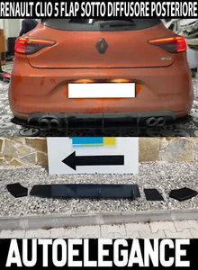 RENAULT CLIO 5 V 2019+ ALETAS BAJO DIFUSOR TRASERO ABS NEGRO SPOILER - Imagen 1 de 7