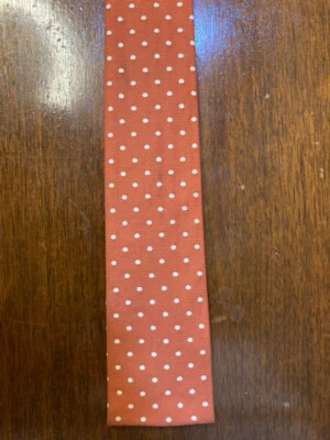Vintage 1960s Mid Century Polka Dot Square Orange White Neck Tie - Image 1 of 4