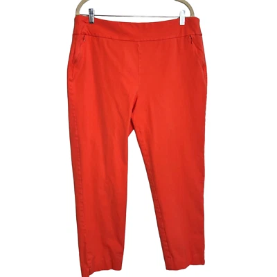 Soft Surroundings Womens Orange Pull On Pants XL Skinny Ankle Zipped Pockets - Image 1 of 4