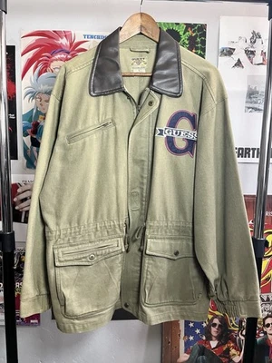 Vintage 90s Guess Military Twill Jacket Sz XL Parka M-65 Field Coat Supreme ASAP - Image 1 of 4