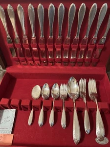 Alvin Lancaster Silver plate Flatware Set Service For 6 49 Pieces w Silver Chest - Picture 1 of 6