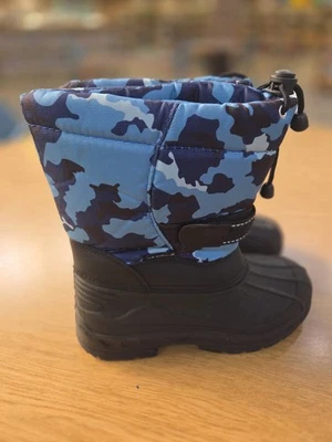 Skadoo 儿童冬季雪地靴蓝色迷彩 2 码青少年男孩女孩防水保暖 — 第 1/4 张图片