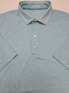 Johnnie O Men Large Blue Stripe Stretch Short Sleeve Golf Polo Shirt Performance - Picture 1 of 8