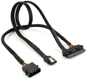 Poppstar 50cm Y S-ATA Adapter (Sata 3 Datenkabel/Stromkabel), gesleevt, schwarz - Bild 1 von 2