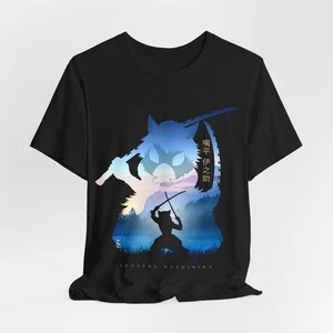 Inosuke Silhouette Tee, Japanese Anime Demon Slayer Graphic Unisex Jersey Short - Picture 1 of 11