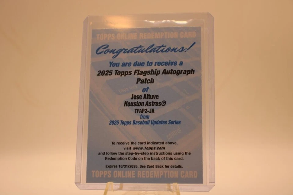 2025 Topps Update Flagship Auto Patch Jose Altuve Redemption - Image 1 of 1