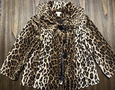 Abrigo Chaqueta Recortada CHICO’S Animal Estampado Leopardo Piel Sintética De Colección Talla 0 Foto 1 de 3