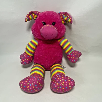 Build A Bear Giggly Piggly Pink Pig Rainbow Plush 2009 HTF Stuffed Rainbow BAB - Image 1 of 4