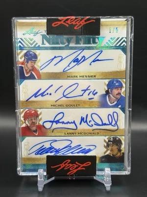 2020-21 Leaf Superlative Nifty Fifty Messier Selanne Sakic Modano 8 Way Auto /5 - Image 1 of 2