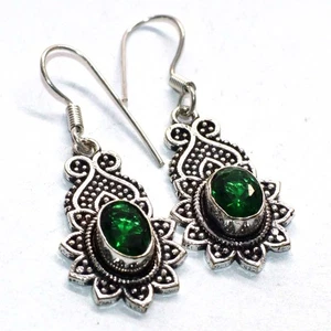 New Design Green Topaz Earrings 1.6" Special For Independence Day GW - Picture 1 of 3