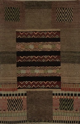 Rustic Modern Area Rug 6x8 Handmade Wool with Intricate and Diverse Patterns - Image 1 of 4