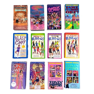 Richard Simmons VHS 12-Lot Workout Exercise Sweatin to Oldies, Blast Off +More! - Image 1 of 4