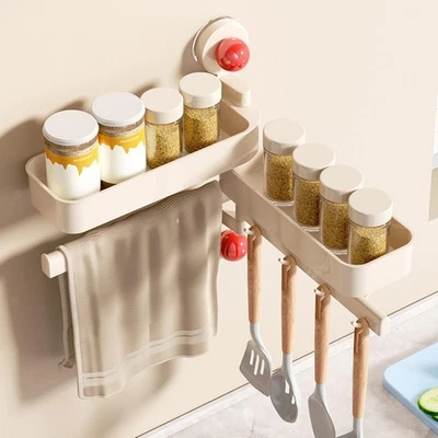 Porta Spezie, Mensola Porta Spezie, Ventosa, Portaoggetti con Ganci, Porta - Immagine 1 di 4