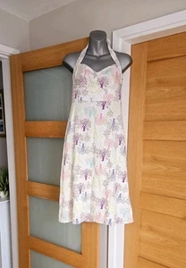 White Stuff Linen Halter Neck Patterned Lined Dress Size 8 - Picture 1 of 6