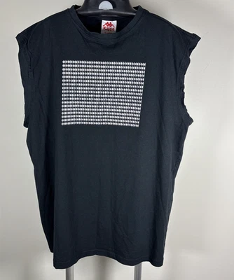 Camiseta sin mangas Kappa negra descolorida con logotipo trippy para hombre talla XL Foto 1 de 4