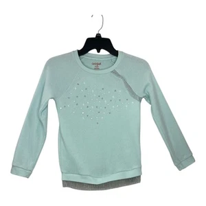 Cat & Jack Girls Star Mint and Silver Sweater Size 7/8 (Pre-Owned) - Picture 1 of 7
