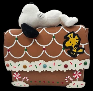 Bioworld Peanuts Snoopy Gingerbread Backpack Candy Cane Strap Brown New - Picture 1 of 11