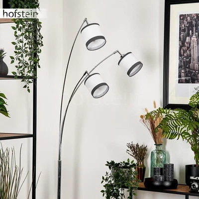 HOFSTEIN Bernd Modern Metal/Fabric Floor Lamp in Chrome/Charcoal/White - Image 1 of 4