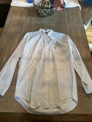 Polo Ralph Lauren Yarmouth Oxford Button Vintage Down Shirt 15.5 34 White Blue - Image 1 of 4