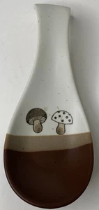 Vintage Otagiri Pottery Spoon Rest Mushrooms  Hand Crafted Brown Beige - Picture 1 of 11
