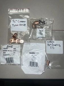 Gemischtes Kupfer Sanitär Fittings Set - NIBCO Ellenbogen, Kupplung, 1/2" Rohrband - Bild 1 von 1
