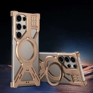 Für Samsung Galaxy S22 S23 S24 S25 Ultra Hohl Metall Hülle mit Magnet Ring Ständer - Bild 1 von 12