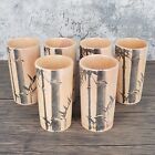 Vintage Japanese Hand Painted Sumi-e 5" Natural Bamboo Tiki Cups 1950's Set of 6