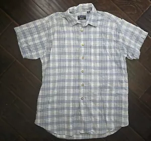 Trader Bay Mens Vintage Short Sleeve Plaid Button Up Top Large - Picture 1 of 8