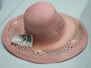 Echter Panama handgewebter Toquilla Strohhut mit breiter Krempe Rosa 🔥 HERGESTELLT IN ECUADOR - Bild 1 von 6