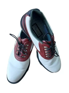  FootJoy Icon Golf Shoe Myjoys   Spiked/damaged burgundy-white US Size 7.5 - Picture 1 of 8