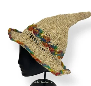 Pixie hood Rainbow cotton/hemp Hat for Hippie Men & Women - Picture 1 of 7