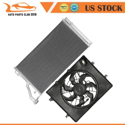 AC Condenser and Cooling Fan Assembly Fit for 2011-2012 Hyundai Sonata Foto 1 de 4