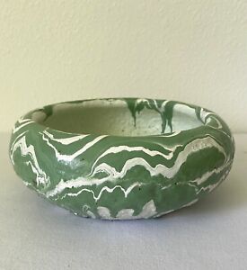Antique Ozark Pottery 1930's-40"s Roadside Green on White Bowl/Pot