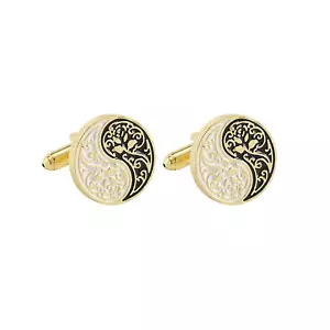 Gemelos dorados Yin y Yang | Gemelos de boda, regalos de padrino de boda, Buda Paz - Imagen 1 de 3