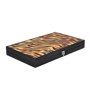 Leatherette Safari Design Backgammon Set 23 Inch - Picture 1 of 4