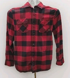 Camisa de franela Vans grande OTW a cuadros rojos a negros (#82) - Imagen 1 de 5