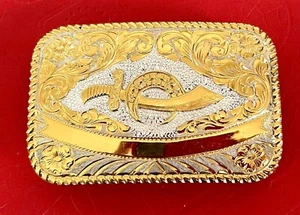 1982 Vintage 22K Gold on Sterling Silver Shriner Belt Buckle - Picture 1 of 5