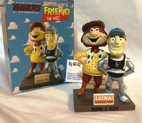 2019 INLAND EMPIRE 66'ers BERNIE & SLICK "TOY STORY" DISNEY MOVIE SGA BOBBLEHEAD Cover
