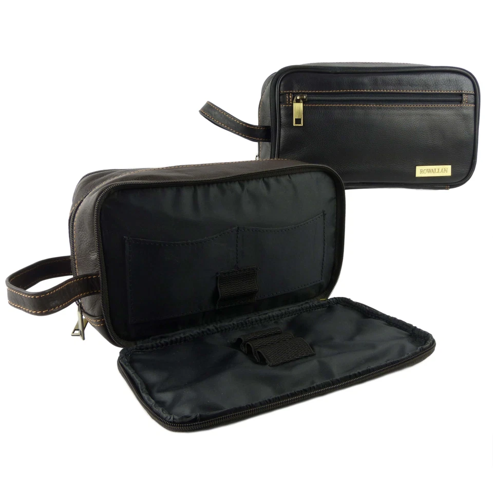 Mens Quality Leather Wash Bag by Rowallan of Scotland Travel Stylish - Image 1 of 1
