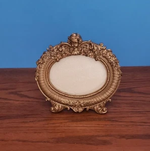 PICTURE  FRAME~ OVAL BRONZE COLOR STANDING FRAME ~ FOR 3 1/2 x 4 1/2 PICTURE - Picture 1 of 3
