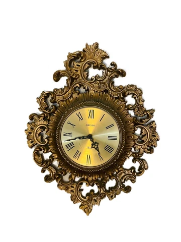Vintage MCM Burwood Arabesque Wall Clock  Ornate Gold Hollywood Regency Cover