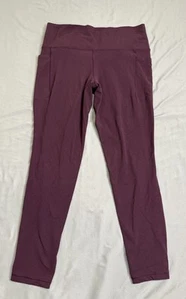 Athleta Women's Burgundy Salutation Stash Pocket II 7/8 Tight Leggings Size L - Picture 1 of 10