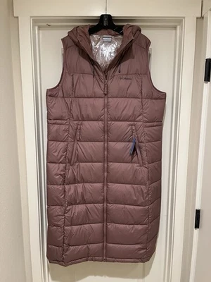 Womens XXL Columbia Pike Lake Long Vest Fig Hood Insulated Omni-Heat New Tag - Image 1 of 4