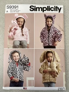 UNCUT Simplicity S9391 Toddler Animal Jacket & Plush Animal Sewing Pattern - Picture 1 of 2